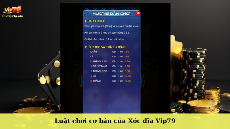 Luật chơi cơ bản của Xóc đĩa Vip79